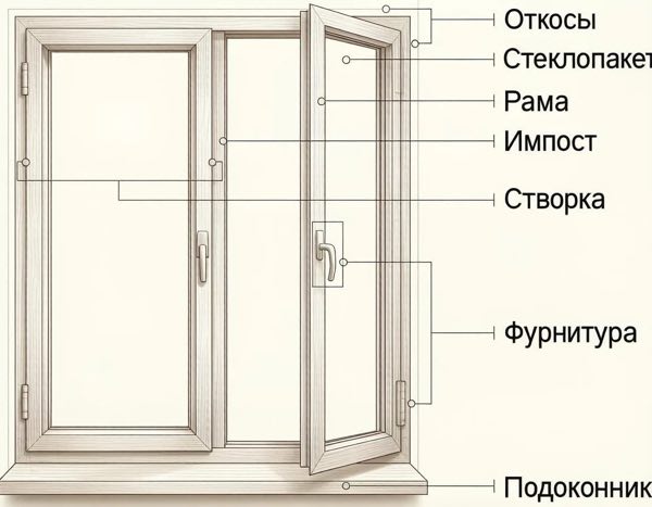 Конструкция пластикового окна Конструкция пластикового окна